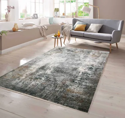 Produktbild von Teppich Wohnzimmerteppich abstrakt in grau beige Größe - 80 x 150 cm