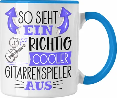 Produktbild von Trendation - So Sieht Ein Richtig Cooler Gitarrenspieler Aus Geschenk Tasse Lustiger Spruch Geschenkidee (Blau)