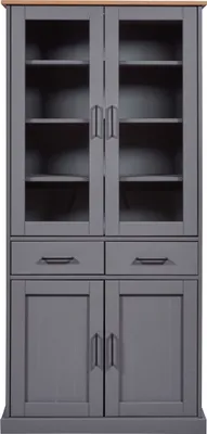 Produktbild von Inter Link Vitrine Oak Colori Massivholz Grau Eiche lackiert