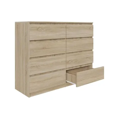 Produktbild von Kommode AVEN 120cm 8 Schubladen, Sonoma-Eiche, Wohnzimmerschränke, Schubladenschränke