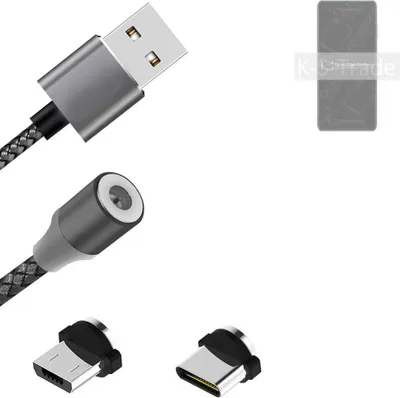 Produktbild von K-S-Trade Hochwertiges Magnet-Lade-kabel Sync-Kabel Daten-Kabel für ZTE Blade V40 Vita mit USB-Typ-C-Anschluss und Micro-USB-Anschluss 2A bis zu