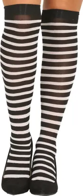 Immagine prodotto di Calze a righe sopra il ginocchio nero bianco per donna