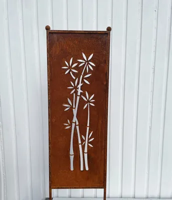 Produktbild von Edelrost Sichtschutz Bambus Motiv 116 cm x 33 cm Paravent zum Stecken Gartenschild Schild Gartenstecker Edelrost Gartendeko Wetterfest Rost Metall Zaun