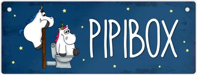 Produktbild von Honeycorns Metallschild mit Einhorntoilette Motiv und Spruch: Pipibox Schild