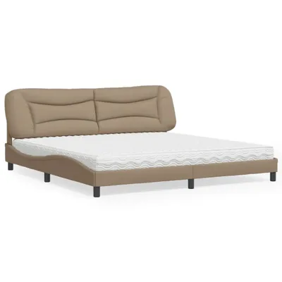 Image de vidaXL Lit avec matelas "Hvar" Cappuccino-Brun 200x200 cm Similicuir