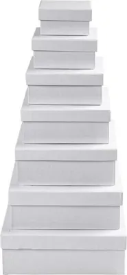Image de Boîtes en carton, carrées, taille 9+11+13+15+17+19+21 cm, H 4,5+5+5,5+6+6,5+7+7,5 cm, 7pcs.