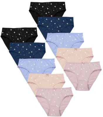 Produktbild von TupTam Unterhosen Mädchen 10er Pack Größe 92-170 – Bequeme Unterwäsche für Mädchen aus Baumwolle, Farbe: Sterne / Schwarz Blau Lila Puderrosa, Größe: 92-98