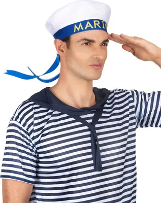 Produktbild von Matrosenmütze mit Bändern Marinemütze weiss-blau-gelb - Einheitsgröße
