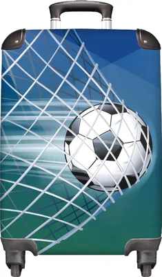 Produktbild von NoBoringSuitcases.com® Kufr Príručná batožina Vozík Kufr na kolieskach Malý cestovný kufor na 4 kolieskach - Futbal - Gól - Sieť - Streľba - Chlapci - Kabína Veľkosť < 55x40x23 cm a 55x40x20 cm - Foto kufor - Kabína kufor - Palubná batožina - Detský kufor - Detský vozík.
