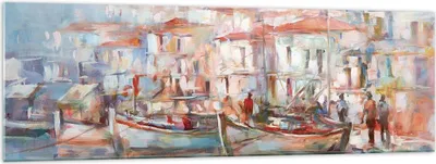 Produktbild von Bilder auf glas - Einteilig - Insel Boote Hafen - 160x50cm - Glasbilder - Wandbilder - Bilder - zum Aufhängen bereit - Wanddekoration aus Glas - Glas Bilder - Wandbild auf Glas - GAB160x50-4852