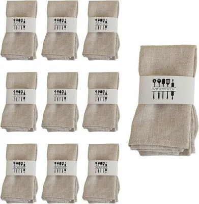Productafbeelding van Unyqoos® Linnen servetten, set van 10, 40 x 40 cm – absorberende, zachte stoffen servetten, duurzame decoratie voor tafel, geschikt voor keuken, eettafel, café en restaurant