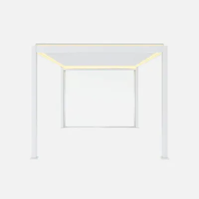 Immagine prodotto di Pergola bioclimatica 3x4m motorizzata in alluminio LED + 1 tenda 3m, Bianco