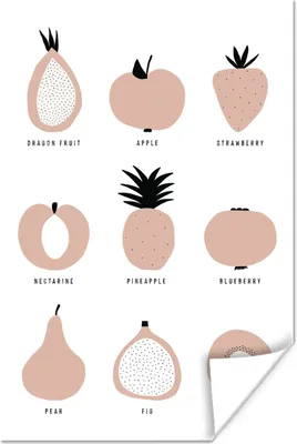 Produktbild von MuchoWow® Poster Obst - Pastell - Design 120x180 cm - Kunstposter