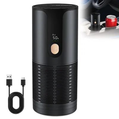 Produktbild von Mini Auto Luftreiniger HEPA H13, 15dB leise, 210g, USB-C, 360° – Tragbarer Luftreiniger mit 3-Stufen-Filter für Auto, Schreibtisch & Reise