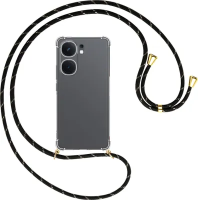 Produktbild von Handykette Backcover-Schutzhülle mit Band (Metall goldfarben) für vivo iQoo Neo 9 5G / Neo 9 Pro 5G - schwarz/gold