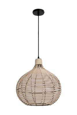 Image de REDDI petite lampe à suspendre Boho RATTAN décoratif Surplomb naturel tressé Salon Lampe à suspendre Rotin Table à manger Lampe à suspendre Couleur : Naturel (Ø36cm)
