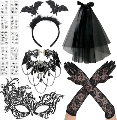 Imagen del producto de Conjunto de accesorios de Halloween, de 5 piezas, con encaje , para disfraces festivos
