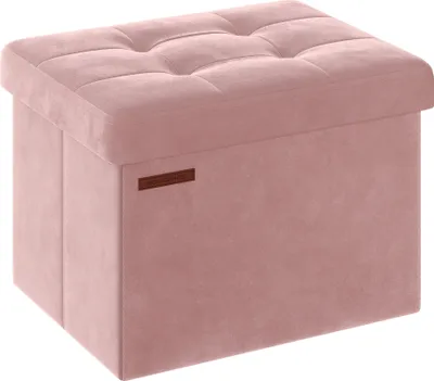 Produktbild von SONGMICS Sitzbank mit Stauraum, klappbare Sitztruhe, Fußbank, 31 x 41 x 31 cm, bis 130 kg belastbar, Pastellrosa