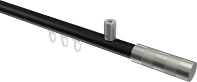 Produktbild von Interdeco Innenlaufstange / Gardinenstange mit Innenlauf Schwarz / Edelstahl-Optik, Typ Sonius Mavell (Zylinder Bicolor) Deckenmontage, 20 mm Ø 1-läufig, 220 cm