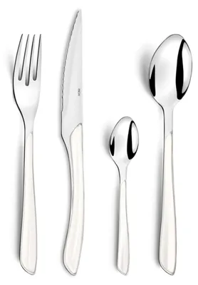 Besteckset 24-teilig, weiß, Edelstahl 18/0, spülmaschinengeeignet