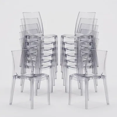 Image de lot de 18 chaises transparentes Cristal Light Grand Soleil Bars et restaurants - Transparent