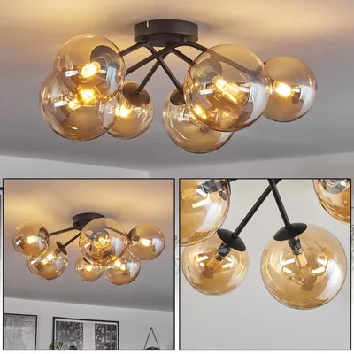 Produktbild von Isorella Deckenlampe aus Metall/Glas in Schwarz/Bernsteinfarben