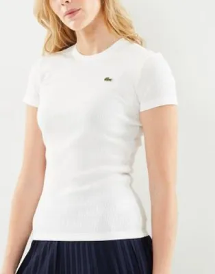 Produktbild von LACOSTE SLIM FIT RIBBED Baumwolle T-SHIRT Weiß
