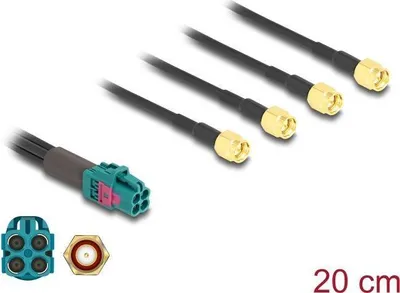 Produktbild von DELOCK Kabel Mini FAKRA Z Buchse quad zu 4x SMA Stecker ATyp