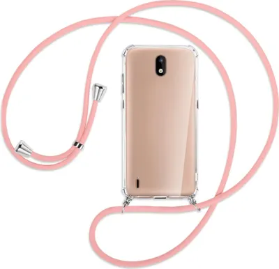 Produktbild von Handykette Backcover-Schutzhülle mit Band (Metall silberfarben) für Nokia 1.3 - rosa