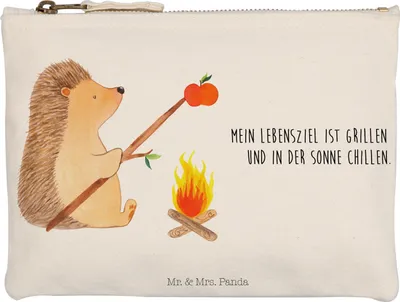 Produktbild von Mr. & Mrs. Panda Schlampermäppchen Igel Grillen Grösse XL Große - Weiß - Geschenk, Federtasche, Ziele, Kulturbeutel, Motivation, kosmetiktäschchen, Lustige Sprüche, Pouch
