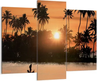 Produktbild von Bild auf Leinwand - Leinwandbild - Palme Fluss Sommer - 130x100cm - Wand Bild - Wanddeko - Leinwanddruck - Bilder - Kunstdruck - Wanddekoration - Leinwand bilder - Wandkunst - CB130x100-3894