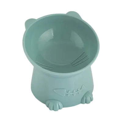 Produktbild von Futternapf für Haustiere, Cartoon-Katzenform, geneigt, mit erhöhtem Boden, schützt die Halswirbelsäule, für Katzen und Hunde, Wasser, Futter, Futternapf, Teller, Heimtierbedarf