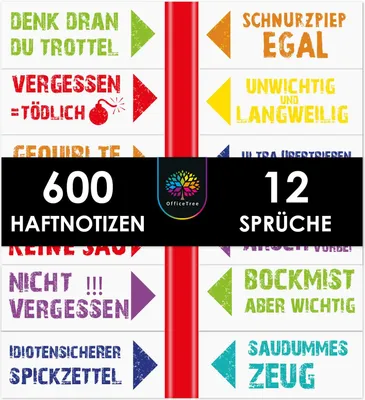 Produktbild von OfficeTree 600x freche Haftnotiz lustig Studenten - Sticky Notes freche Sprüche im coolen Design (wp)