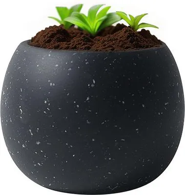 Produktbild von Kreativer Erdförmiger Keramik-Blumentopf Mit Drainageloch, Outdoor-Indoor-Blumentöpfe, Moderne Dekorative Pflanzentöpfe(Schwarz,14cm)