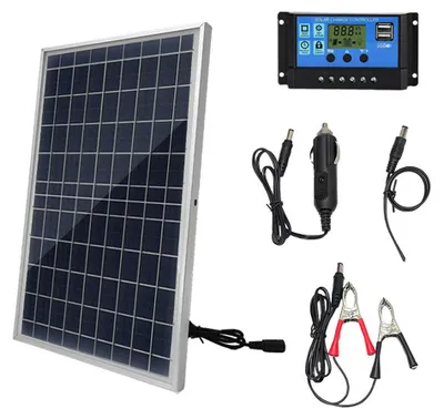 Obrázok produktu pre 10 W polysilikónový solárny panel a sada regulátora nabíjania pre kempovanie, cestovanie, auto, mobilný telefón, príslušenstvo pre núdzové napájanie vonku