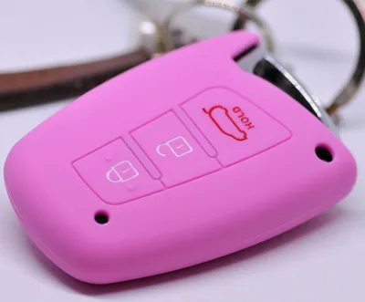 Produktbild von Auto Schlüssel Hülle Silikon Schutz Cover Rosa kompatibel mit Hyundai Genesis Equus ix45 Grandeur Santa Fe Azera 3 Tasten KEYLESS SMARTKEY