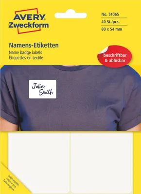 Image de AVERY Zweckform  51065 AVERY Zweckform Namens-Etiketten, 80 x 54 mm, ablösbar, weiß