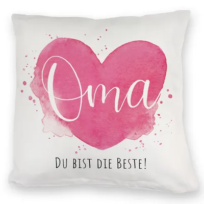 Produktbild von Beste Oma Kuschelkissen mit Spruch Oma Du bist die Beste