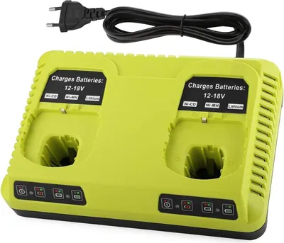 A dual-port battery charger with a power cord.