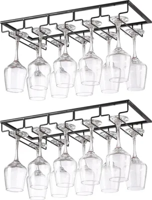 Produktbild von YunNasi 2 Stück Weinglashalter Schwarz Metall Schrauben Rack Hausbar Pub Restaurant