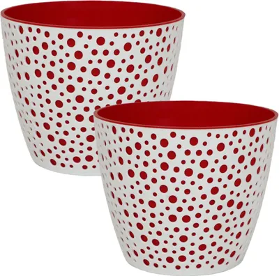 Produktbild von MePla - 2 Stück Kunststoff-Übertopf VERO ø 11 weiss/rot