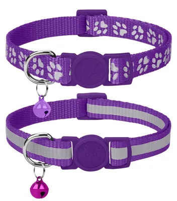 Imagen del producto de Collar reflectante para gatos con cascabel, ajustable de 19 a 32 cm, paquete de 2 unidades