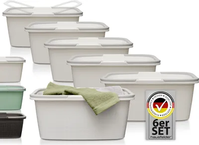 Produktbild von Wäschewannen 6er Set Weiß, 6 x Wanne 35 l