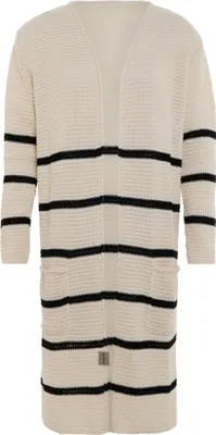 Produktbild von Knit Factory Bibi Lange Strickjacke - Mit Taschen - Schwarz/Beige - 40/42