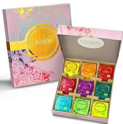 Produktbild von Creano  Kräutertee Mix Geschenkset „ORGANIC HERBAL TEA“, 45 -Teebeutel in 9 unterschiedlichen Sorten, 90g  *¹