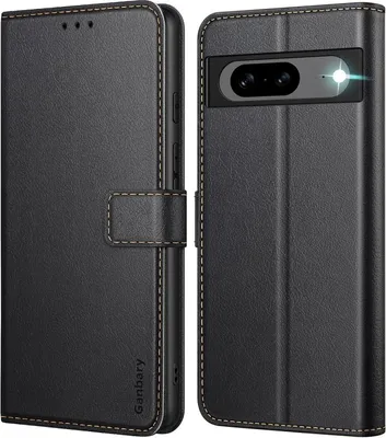 Immagine prodotto di Google Pixel 8a custodia del telefono cellulare in pelle flip cover con slot per carte di credito nero