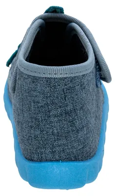 Produktbild von Fischer Kinder Hausschuh Klett Baumwoll-Jersey Aufnäher Jungen , Größe:24 EU, Farbe:Blau