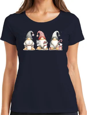 Produktbild von Weihnachtswichtel Gnome Geschenk Weihnachten Niedlich Damen T-Shirt, Navy, XL