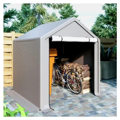 Produktbild von Fahrradgarage Zeltgarage Lagerzelt für 2-4 Fahrräder, winterfest mit UV-Schutz PE-Dach, Fahrradschuppen Motorrad Garage 190x170x200cm, Dunkelgrau