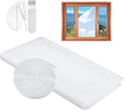 Zdjęcie produktu dla Samoprzylepny system przeciw owadom – roleta okienna – zasłona okienna w kolorze białym – wymiary 150 x 180 cm
